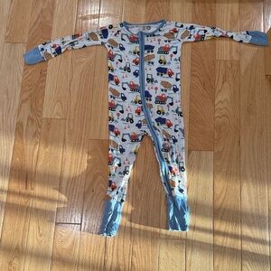 Little Sleepies Blue Construction Print Footie